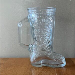 Vintage Clear Glass Cowboy Boot Mug